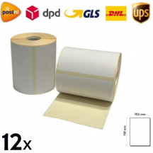 Verzendetiketten 102x150 mm 300 labels per rol (Standaard maat) 1 doos van 12 rollen