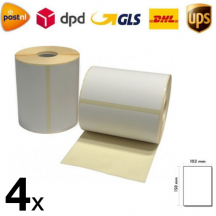 Verzendetiketten 102x150 mm 300 labels per rol (Standaard maat) 4 rollen