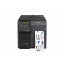 Epson C7500, cutter, display, USB, Ethernet, zwart, incl. USB kabel, voeding, labelrol, inktcartridge, apart bestellen: netsnoer