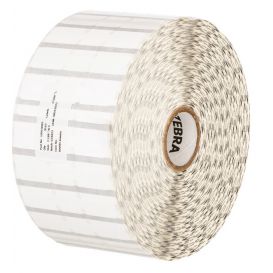 Zebra juwelierslabels 56x13 mm, Met flaps, 8000D, Kern 25 mm, DT, Polypropyleen, 3510 per rol -> Per 6 rollen