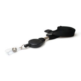 Ultraclip keycord zwart 16mm m. breekbeveiliging en jojo, pk a 100 st