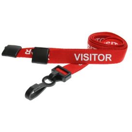 Ultraclip keycord 16mm rood visitor m. breekbeveiliging en plastic haak, prijs per stuk